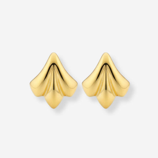 VINTAGE 1970S MINIMALIST TRIO LEAF GOLD PLATED  STUD EARRINGS