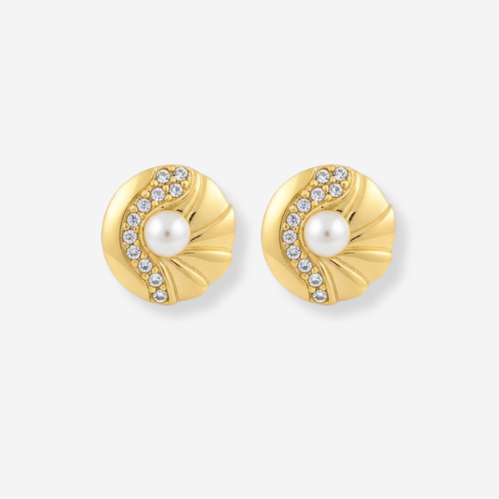 VINTAGE 1980S ABSTRACT CIRCLE IMITATION PEARL  CLIP ON EARRINGS