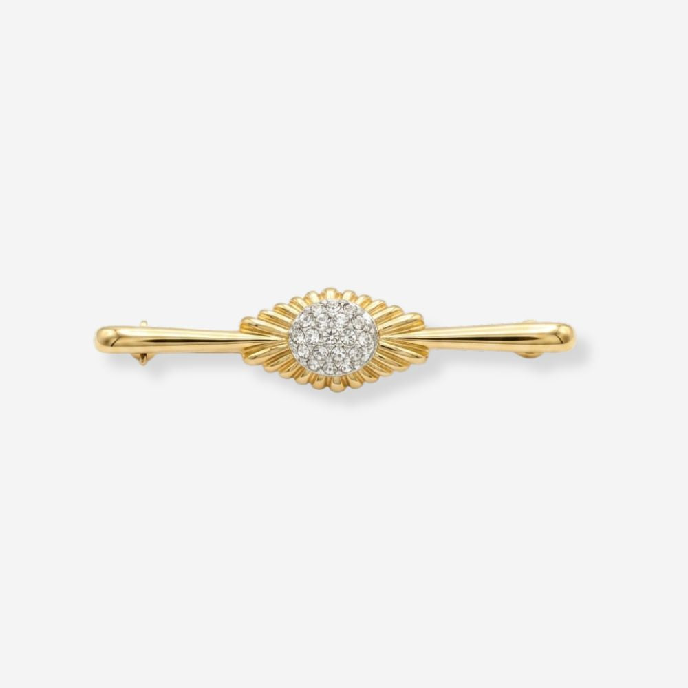 VINTAGE 1980S ART DECO CRYSTAL BAR BROOCH 