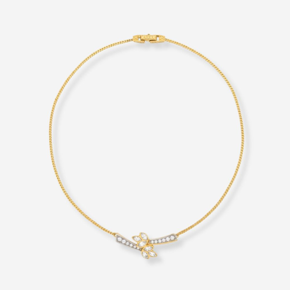 VINTAGE 1980S ATTWOOD & SAWYER FLORAL SWAROVSKI CRYSTAL NECKLACE_