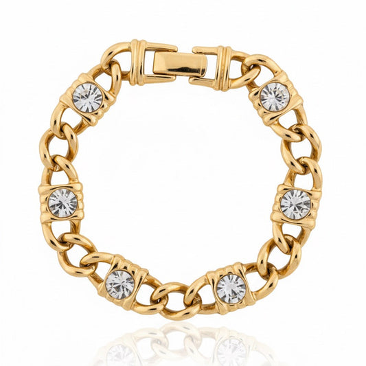 VINTAGE 1980S CHUNKY CRYSTAL INTERLINKED BRACELET