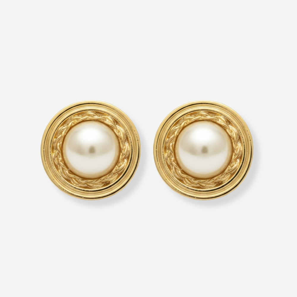 VINTAGE 1980S CLASSIC IMITATION PEARL ROPE TWIST EARRINGS