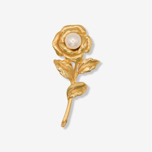VINTAGE 1980S CLASSIC IMITATION PEARL ROSE BROOCH
