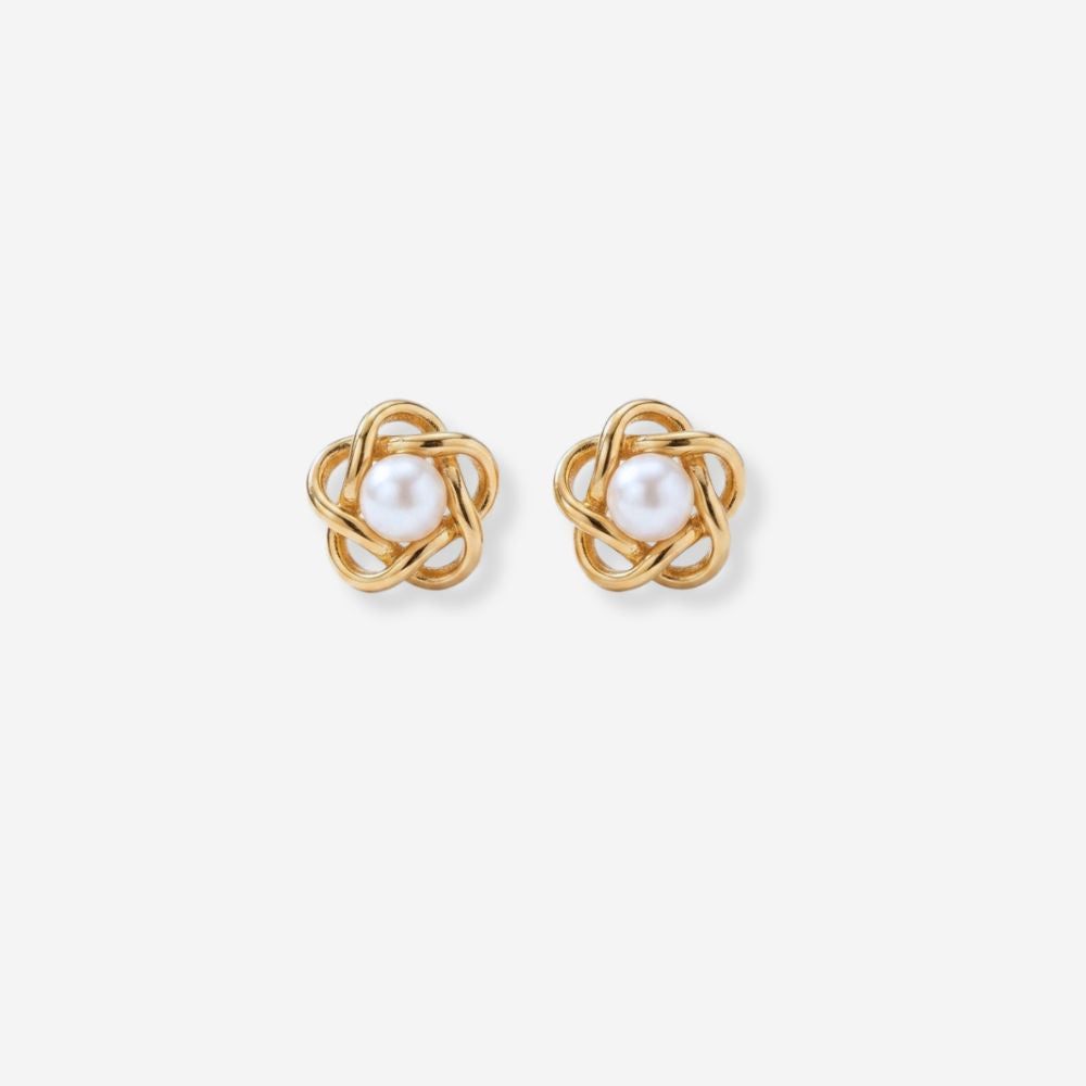 VINTAGE 1980S CLASSIC PEARL KNOT STUD EARRINGS