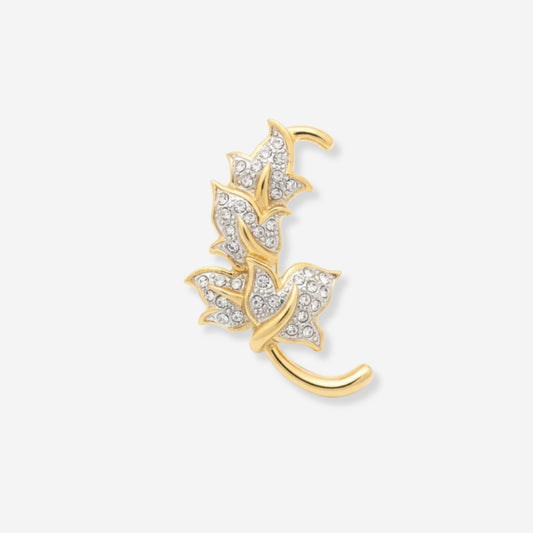 VINTAGE 1980S  CRYSTAL LEAF  BROOCH
