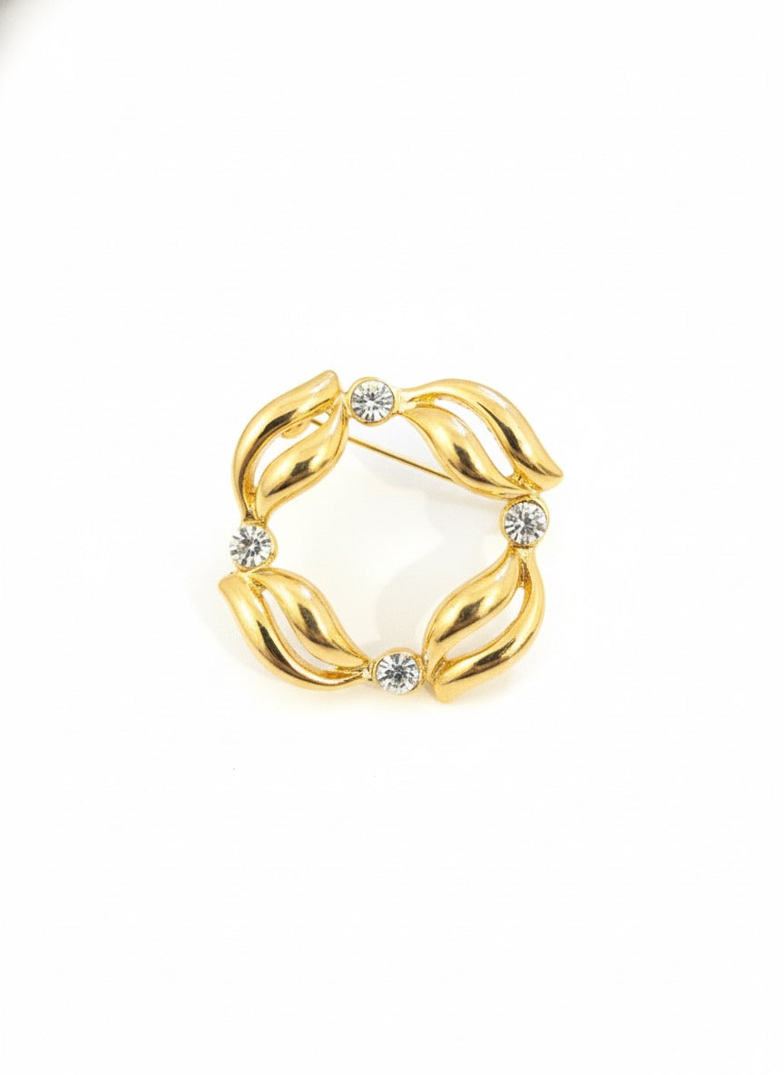 VINTAGE 1980S  CRYSTAL TWIST BROOCH 