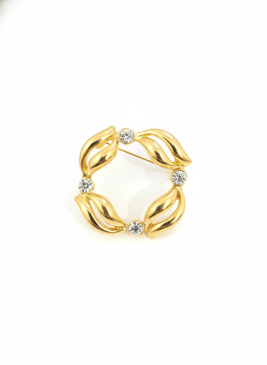 VINTAGE 1980S  CRYSTAL TWIST BROOCH 