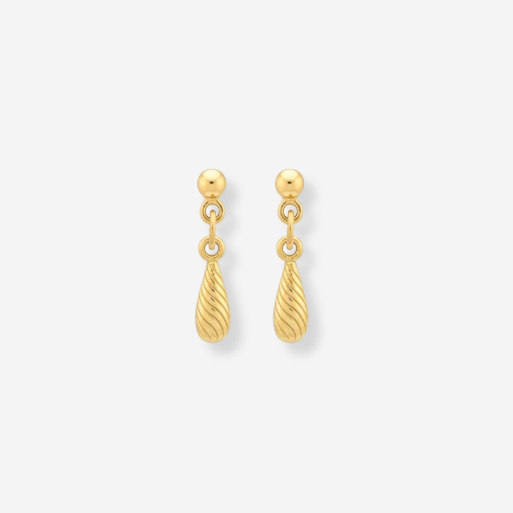 VINTAGE 1980S DAINTY RIBBED TEAR DROP EARRINGS