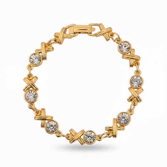 VINTAGE 1980S ETCHED  CRYSTAL TENNIS BRACELET