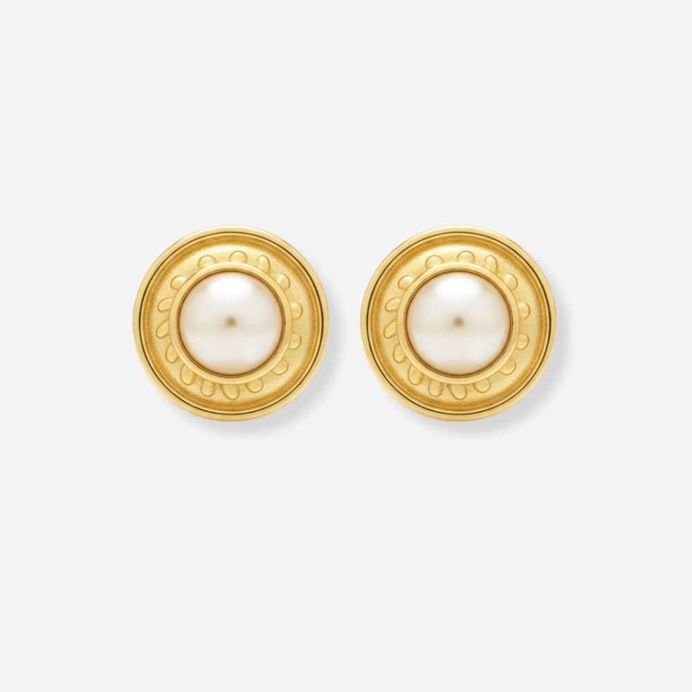 VINTAGE 1980S IMITATION PEARL SUNBURST CLIP ON EARRINGS