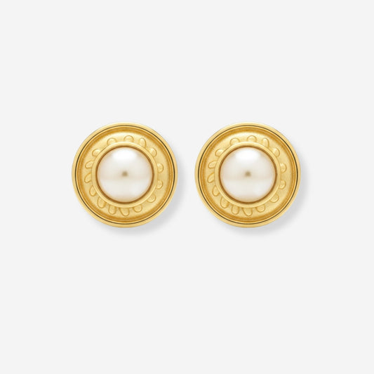 VINTAGE 1980S IMITATION PEARL SUNBURST CLIP ON EARRINGS