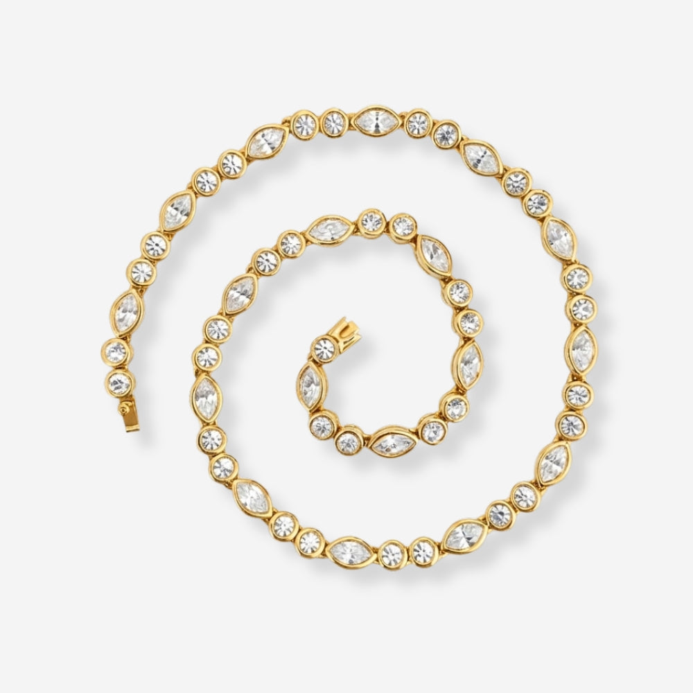VINTAGE 1980S MARQUISE TENNIS NECKLACE 