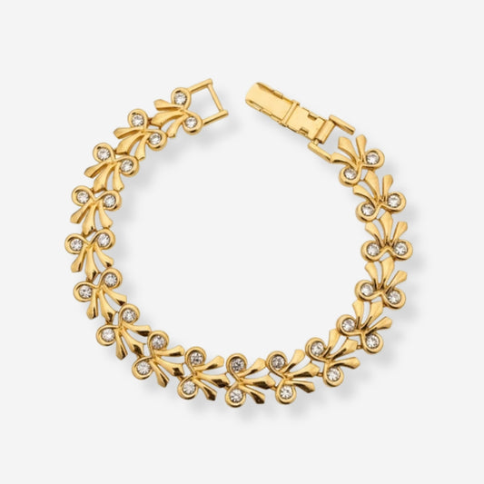 VINTAGE 1980S MONET CRYSTAL BOW LINKED BRACELET