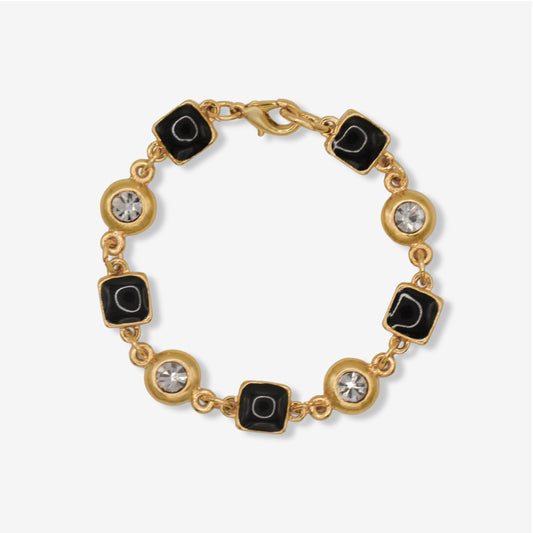 VINTAGE 1980S NOIR AND CRYSTAL LINKED BRACELET