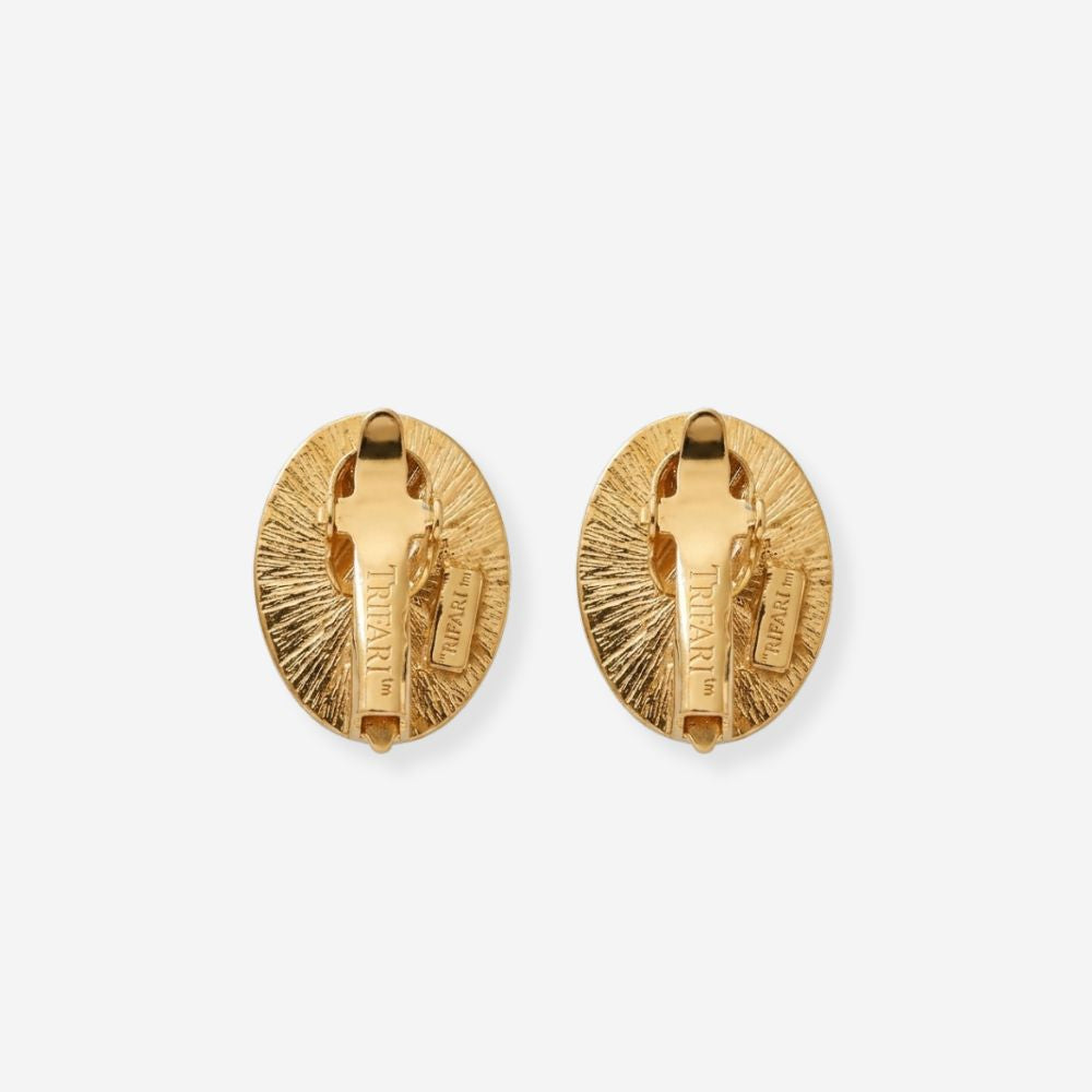 VINTAGE 1980S OVAL NAVY BLUE CLASSIC CLIP ON  EARRINGS _BACK