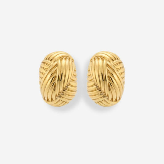 VINTAGE 1980S OVAL  WOVEN ETCHED  MONET EARRINGS 