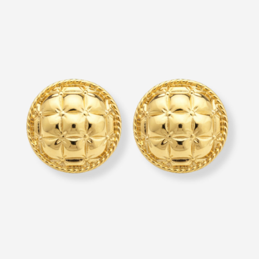 VINTAGE 1980S QUILTED PUFF ROUND STATEMENT CLIP-ON EARRINGS