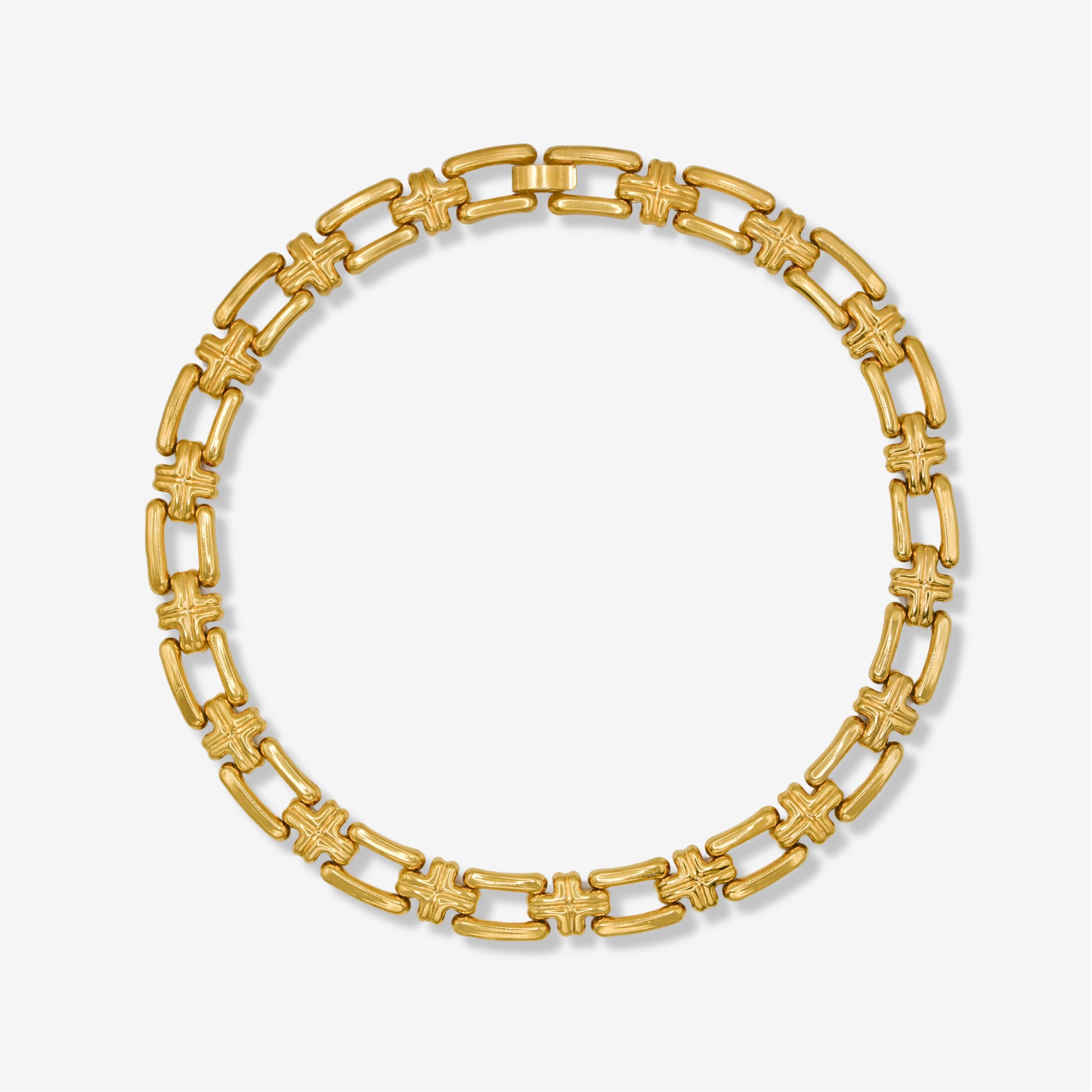 VINTAGE 1980S RECTANGLE LINKED WEAVE  CHAIN NECKLACE