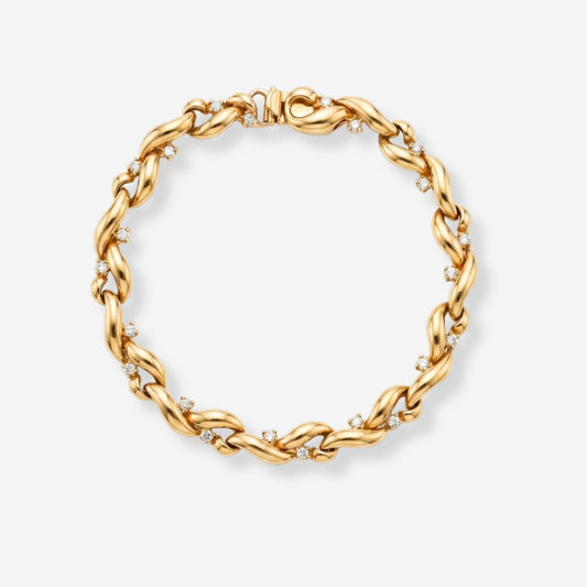 VINTAGE 1980S RIBBON TWIST CRYSTAL  BRACELET 