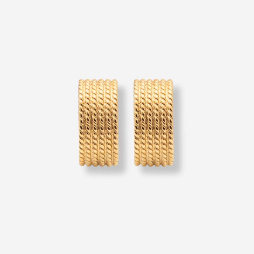 VINTAGE 1980S ROPE TWIST HALF HOOP CLIP ON EARRINGS