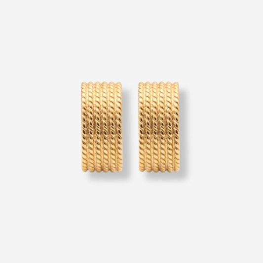 VINTAGE 1980S ROPE TWIST HALF HOOP CLIP ON EARRINGS