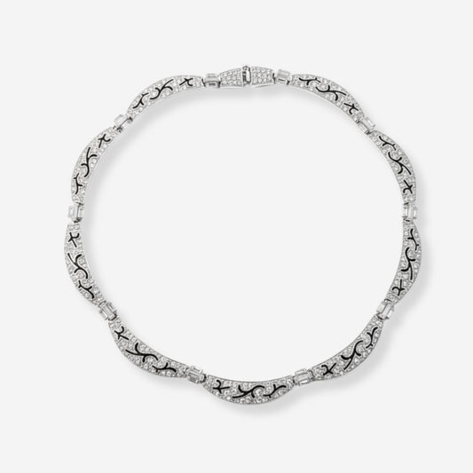 VINTAGE 1980S SILVER SWAROVSKI ART DECO COLLAR NECKLACE 