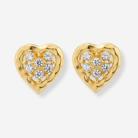 VINTAGE 1980S STATEMENT CRYSTAL HEART CLIP ON EARRINGS