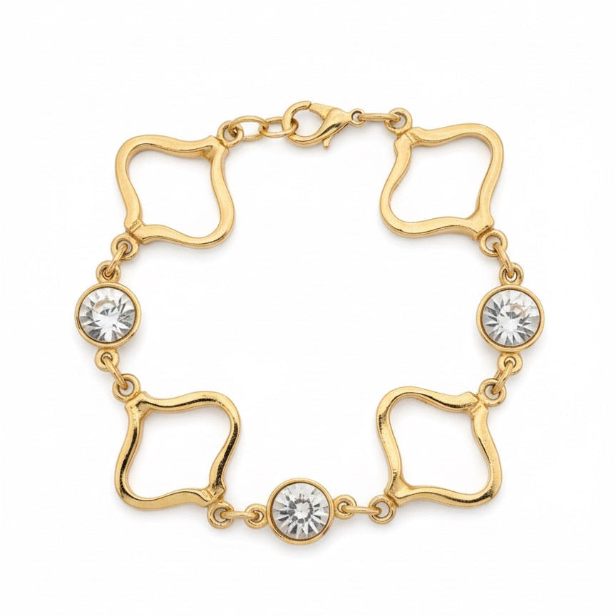 VINTAGE 1980S STATEMENT CRYSTAL LINKED BRACELET