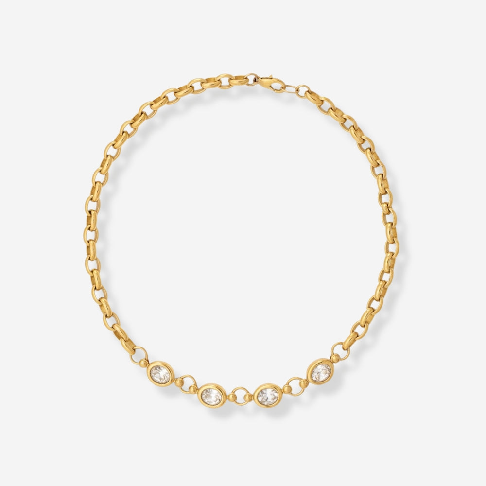 VINTAGE 1980S  STATEMENT  CRYSTAL TENNIS NECKLACE