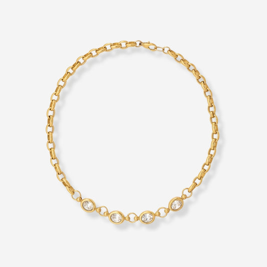 VINTAGE 1980S  STATEMENT  CRYSTAL TENNIS NECKLACE