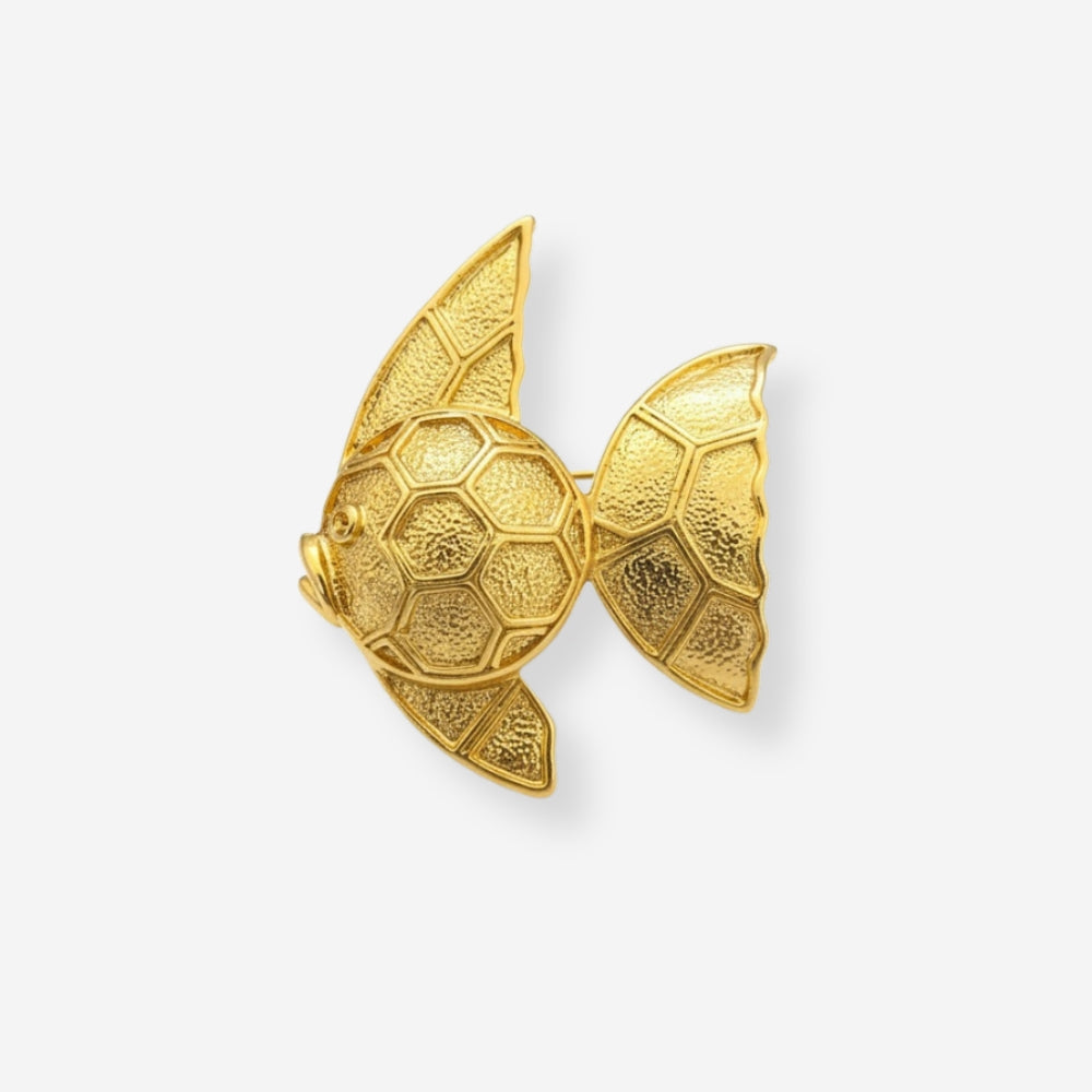 VINTAGE 1980S STATEMENT ETCHED FISH BROOCH