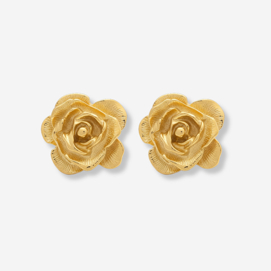 VINTAGE 1980S STATEMENT ETCHED ROSE  EARRINGS