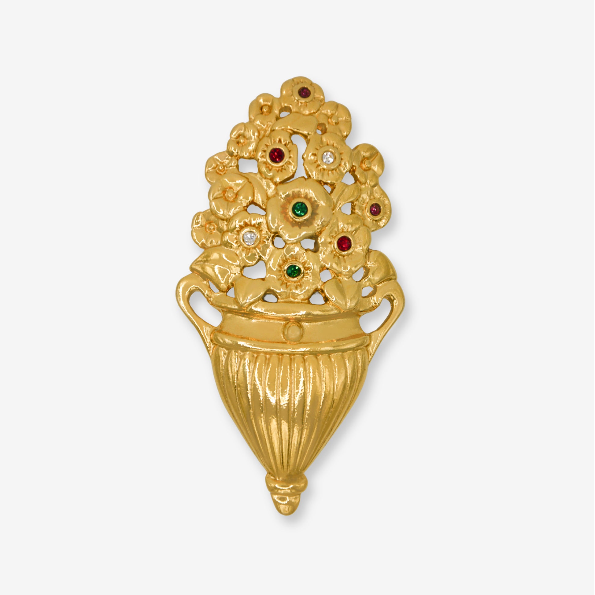 VINTAGE 1980S STATEMENT FLOWER BOUQUET IN A VASE BROOCH