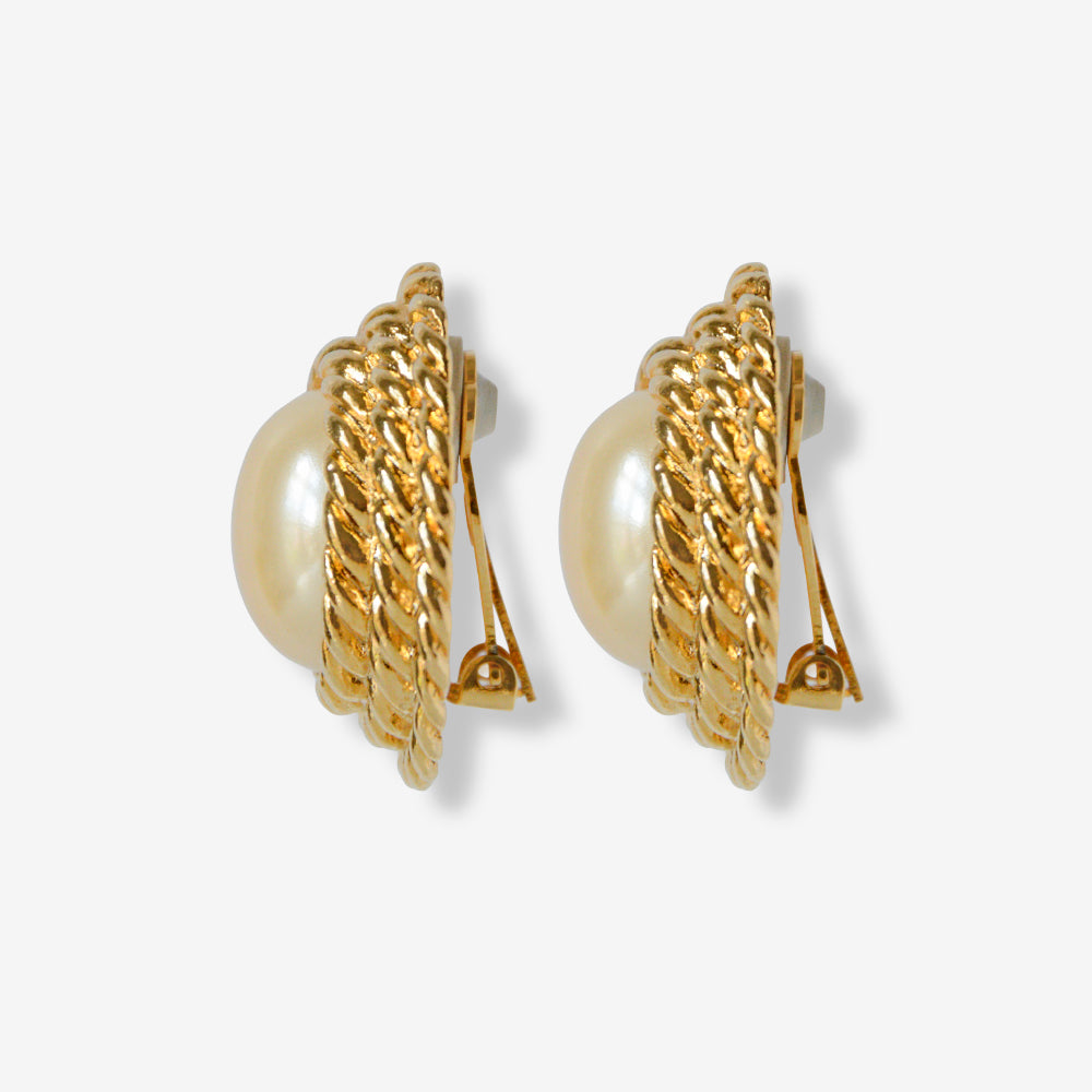 VINTAGE 1980S STATEMENT LARGE ROPE TWIST CLIP ON EARRINGS_SOHVINTAGE