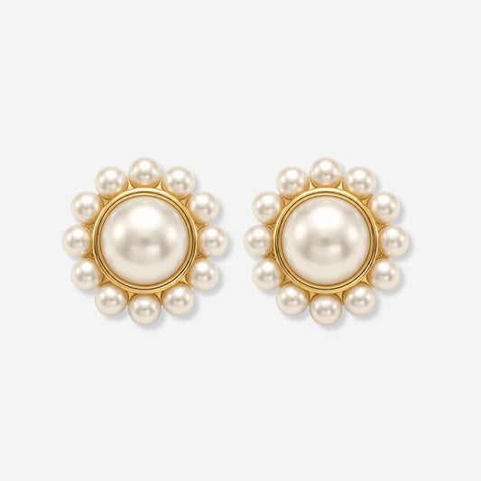 VINTAGE 1980S STATEMENT NAPIER  PEARL CLUSTER  EARRINGS 
