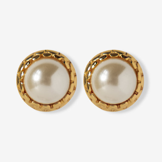 VINTAGE 1980S STATEMENT SNAKE CHAIN IMITATION PEARL EARRINGS