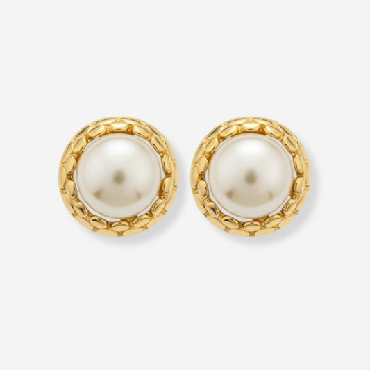 VINTAGE 1980S STATEMENT SNAKE CHAIN IMITATION PEARL EARRINGS