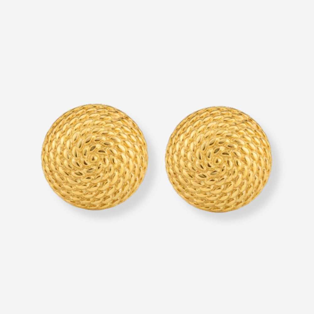 VINTAGE 1980S STATEMENT ETCHED ROPE ROUND CLIP ON EARRINGS