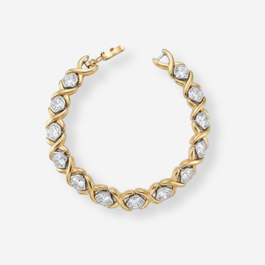 VINTAGE 1980S SWAROVSKI CRYSTAL HEXAGONAL  XO BRACELET