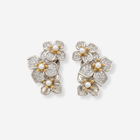 VINTAGE 1980S TIMELESS CASCADING FLORAL CLIP ON EARRINGS