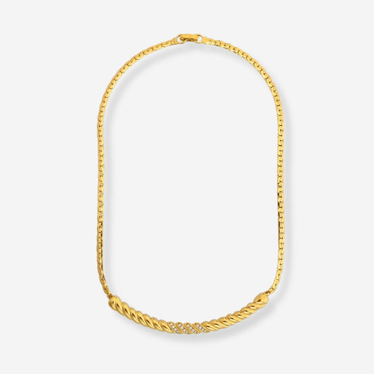VINTAGE 1980S TIMELESS CRYSTAL CURVE BAR NECKLACE