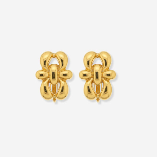 VINTAGE 1980S TWISTED KNOT  SCREW BACK CLIP ON EARRINGS