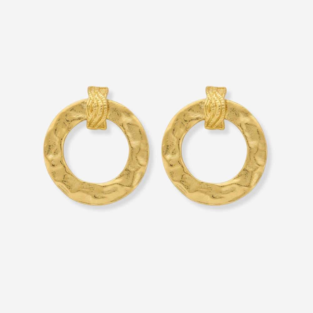 VINTAGE 1980S LARGE STATEMENT LOOP TEXTURED STUD EARRINGS