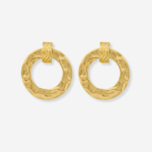 VINTAGE 1980S LARGE STATEMENT LOOP TEXTURED STUD EARRINGS