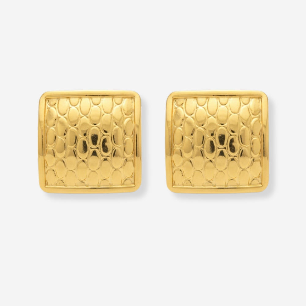 VINTAGE 1980S HAMMERED TEXTURE SQUARE CLIP ON EARRINGS