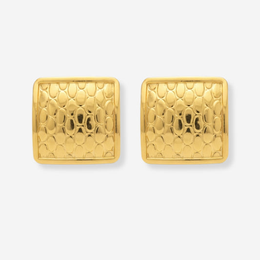 VINTAGE 1980S HAMMERED TEXTURE SQUARE CLIP ON EARRINGS