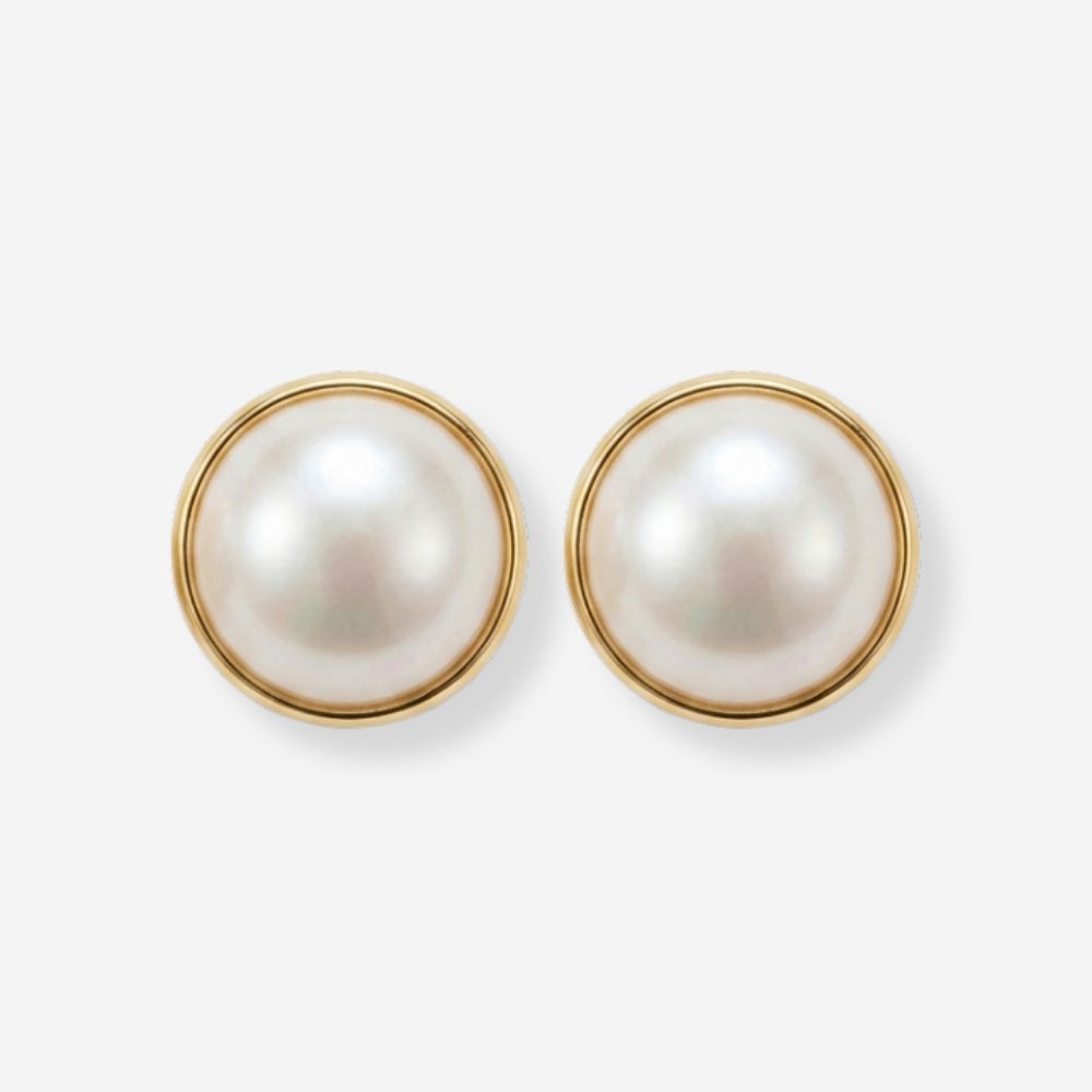 VINTAGE 1990S CLASSIC OVERSIZED  DOME IMITATION PEARL EARRINGS