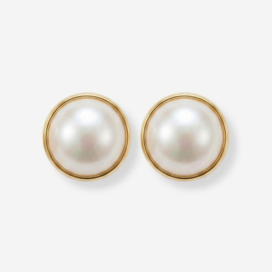 VINTAGE 1990S CLASSIC OVERSIZED  DOME IMITATION PEARL EARRINGS