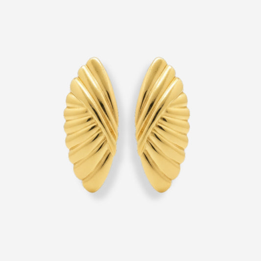 VINTAGE 1990S DRAPED RIPPLE  MARQUISE  CLIP ON EARRINGS