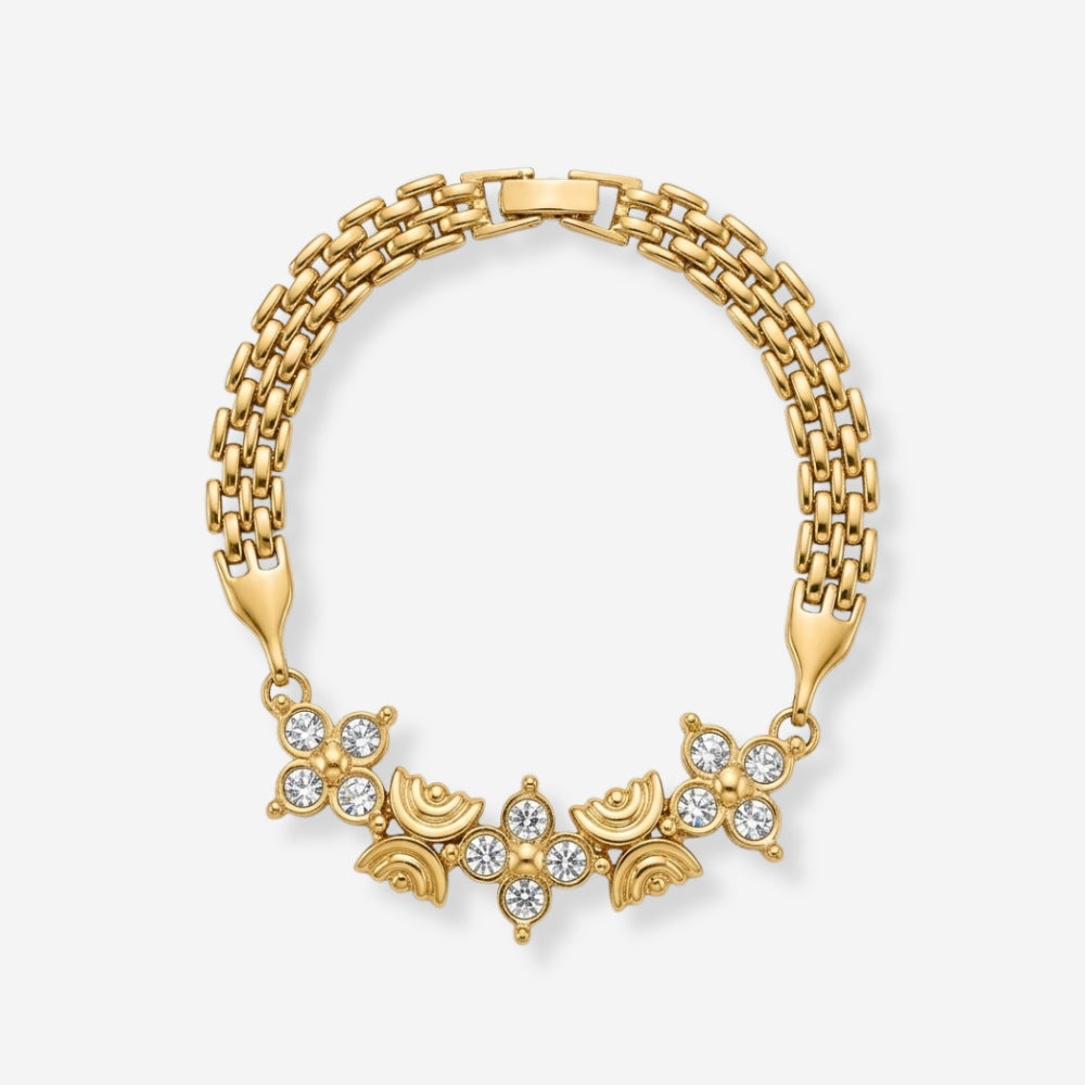 VINTAGE 1990s FLORAL CHARM LINK  BRACELET